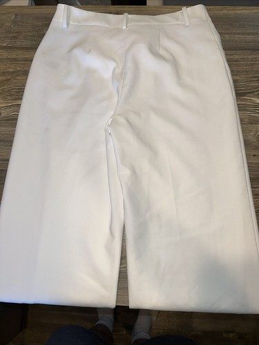 Vince Camuto Women's White Textured Pants Front Zip Straight Wide Leg, Size 4. N - Picture 5 of 9