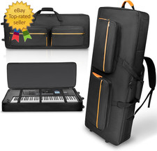 73/76 Key Keyboard Case with Wheels Adjustable Shoulder Straps Padded Rolling