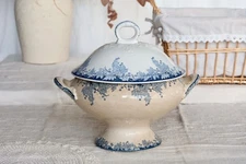 Vintage Saint Amand Hamage Nord Iron Earth Soup Bowl Blue Plane Model