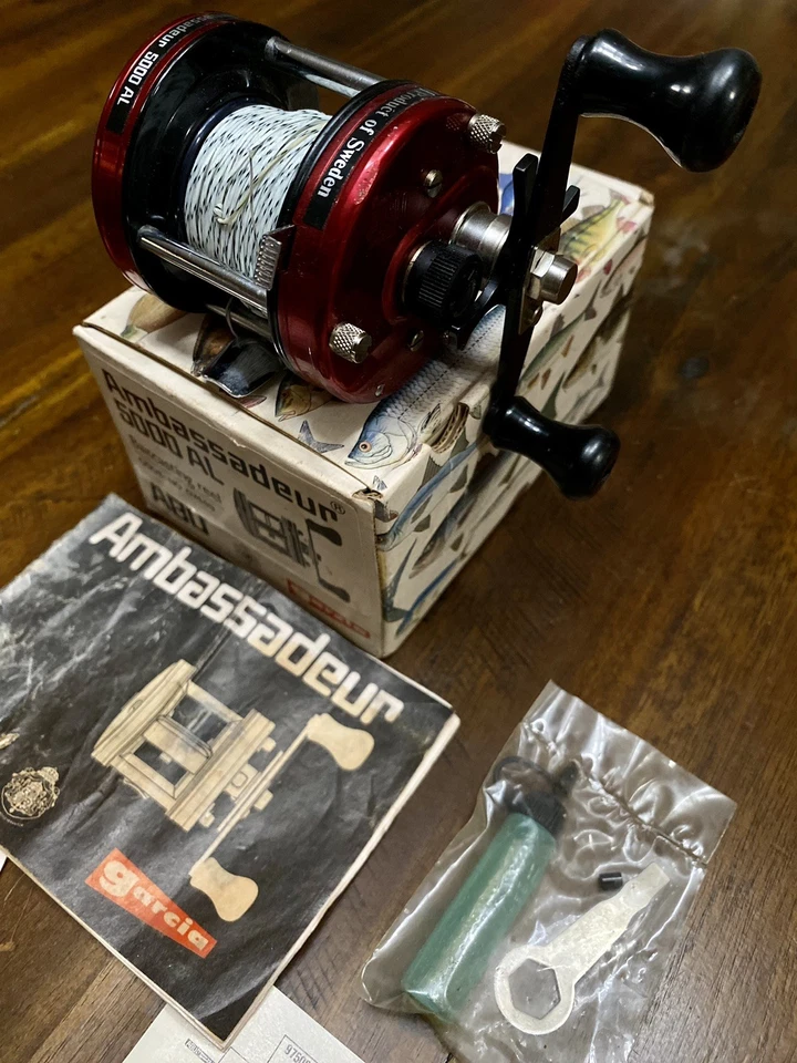 De colección Abu Garcia Ambassadeur 5000 AL 07449 Caja Original Papeles Herramienta y Lubricante  Foto 4 de 4