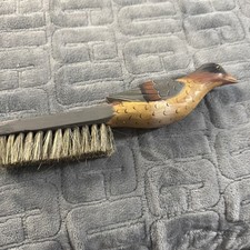 Vintage Shoe Brush With A Decorative Wooden Carved Duck Handle