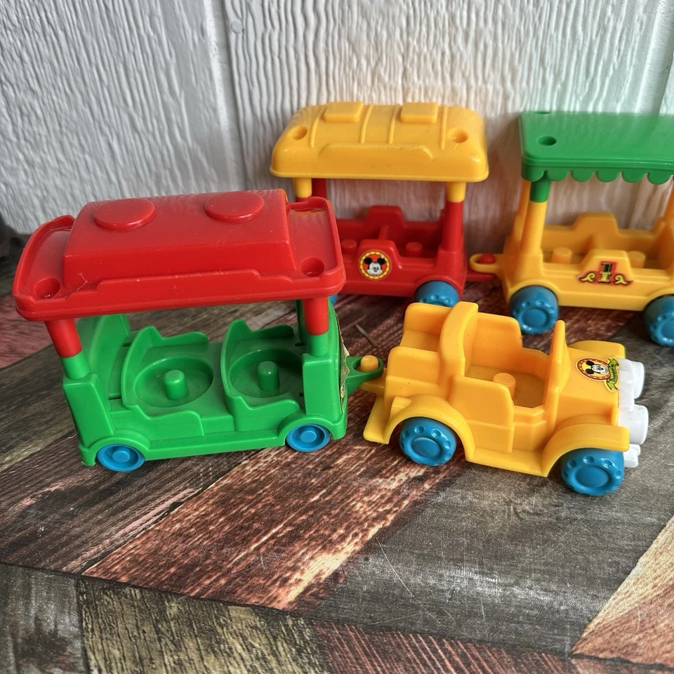 Vintage Disney Railway Train Set 6 Figures Mickey, Minnie, & More. Bus & Trolly - Image 4 of 4