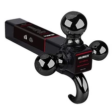  2" Trailer Hitch Tri Ball Mount with Hook 1-7/8", 2", 2-5/16" Black Plated 