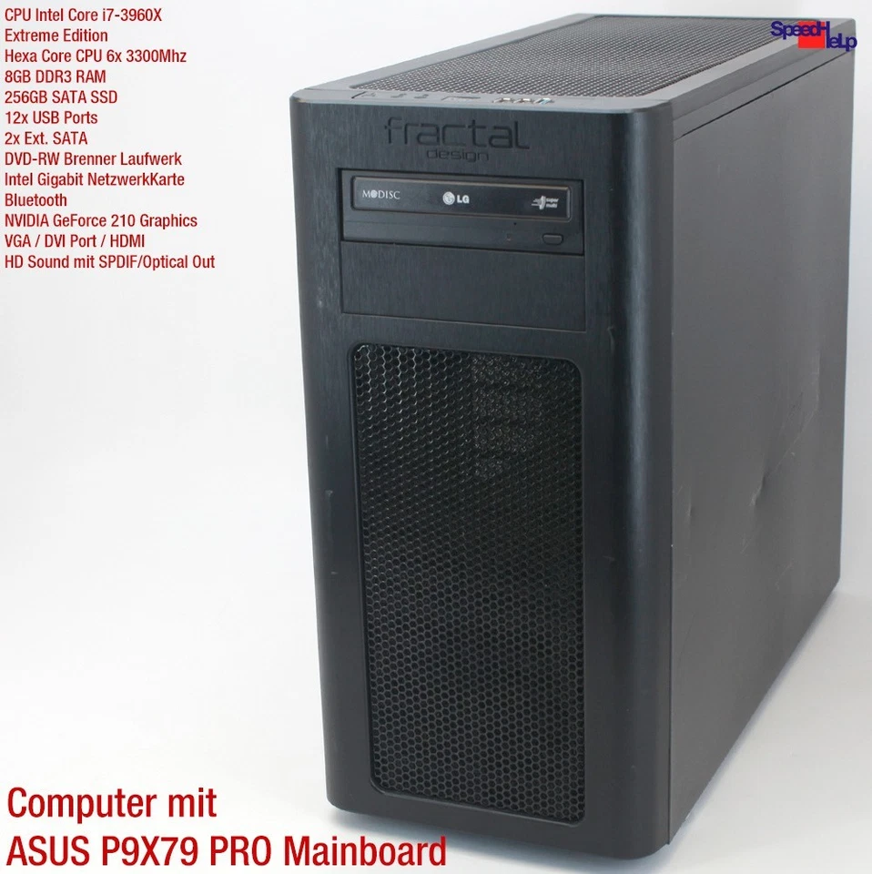 ASUS P9X79-PRO Intel Core i7 3960X Computadora PC 256GB SSD 8GB RAM Windows 10 - Imagen 2 de 4