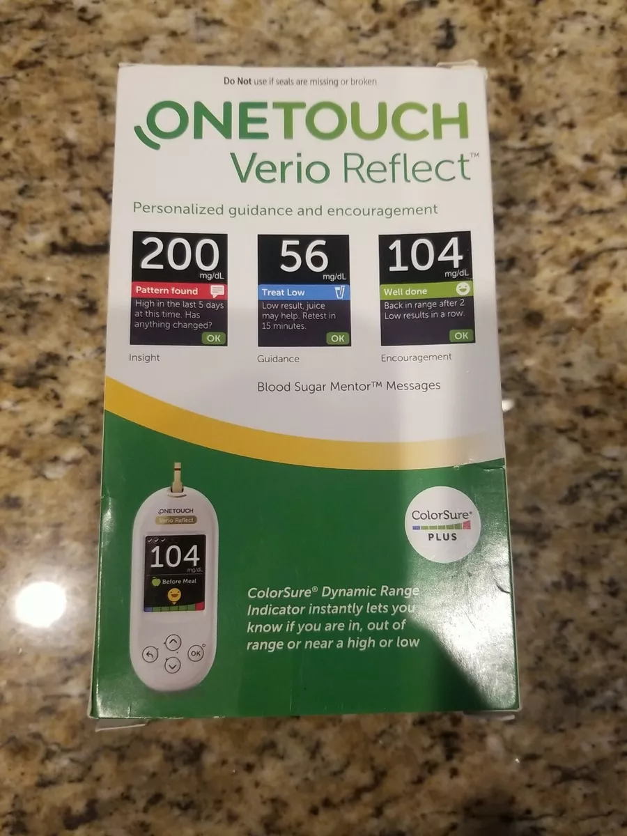 OneTouch Verio Reflect Blood Glucose Meter | Monitor For Sugar Test Kit  Includes Monitor, Lancing Device, 10 Sterile Lancets, and Carrying Case