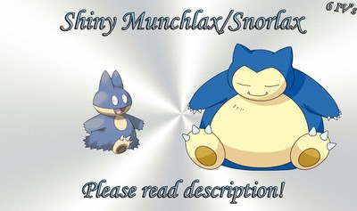 Shiny Munchlax Snorlax 6iv Pokemon X Y Or As S M Us Um Let S Go Sword Shield Ebay