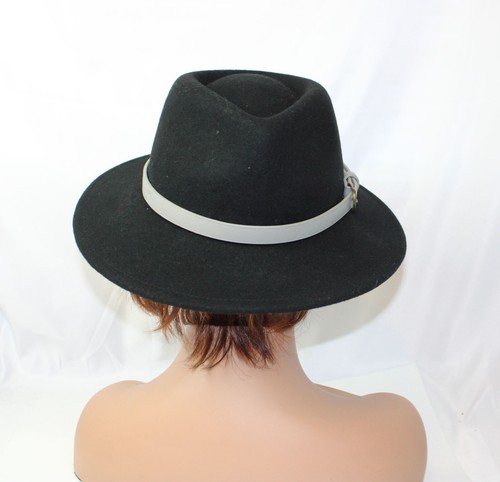 Women's Fedora Brimmed Black Wool Hat Summer & Rose - Picture 3 of 7