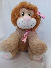 Hug Fun Lion 14.5" Plush Heart Foot Pads XO Bow Valentines Day Gift