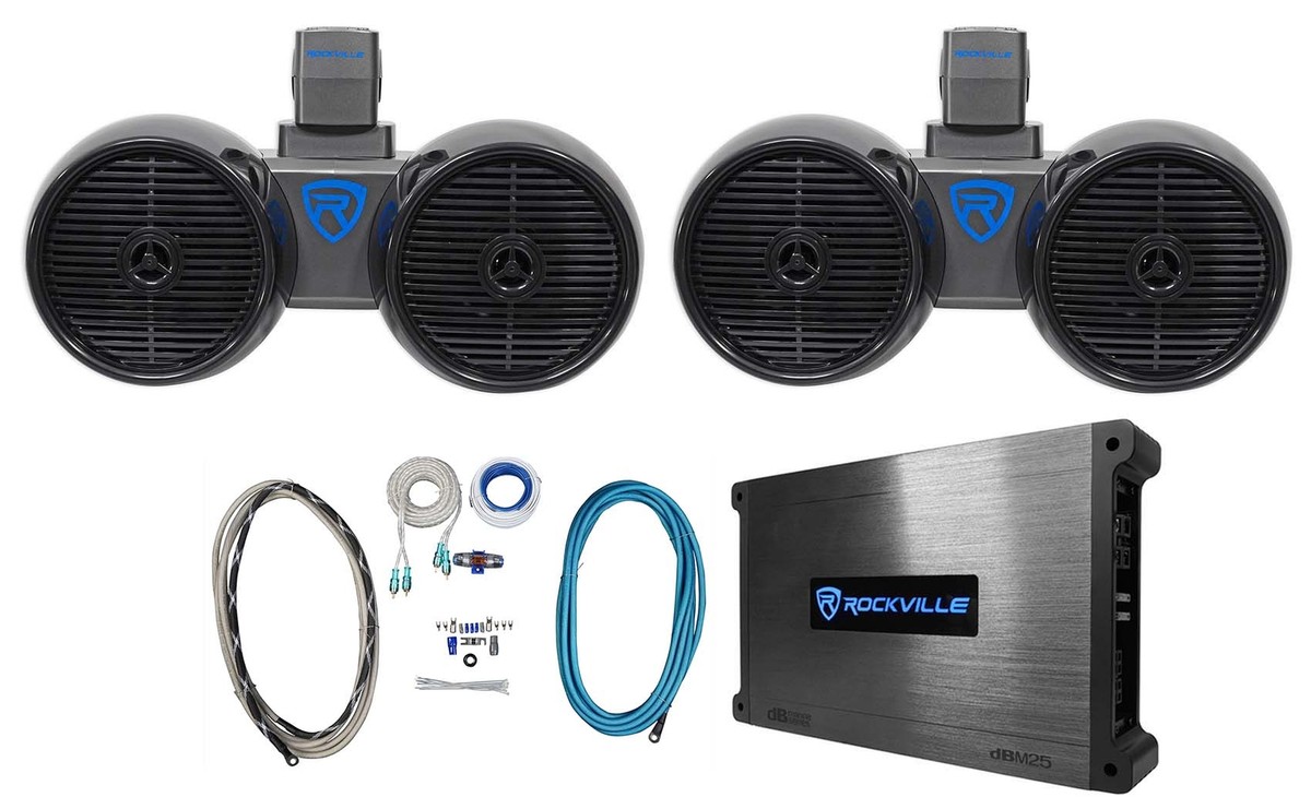 Speakers Pair Rockville WB65KLED 600w Black Marine Wakeboard