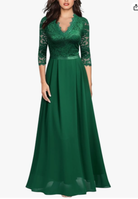 MISSMAY Formal Floral Lace 2/3 Sleeves Long Evening Party Maxi Dress  (Green, L) | eBay
