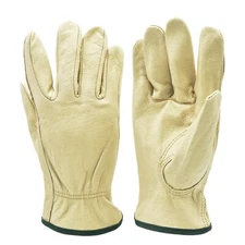 G & F 2002 Grain Pigskin Leather Work Gloves, Washable Leather, 3-Pair Pack