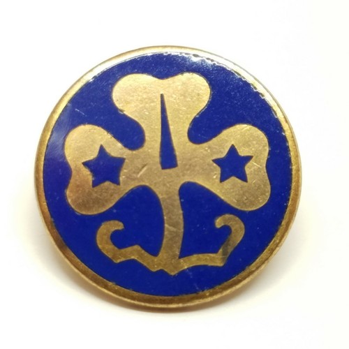 Vintage Girl Scout Gold Tone & Blue Trefoil Clover Pin Back Badge eBay