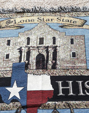 Texas History Throw Blanket Tapestry Lone Star State USA Made Landmarks Figures