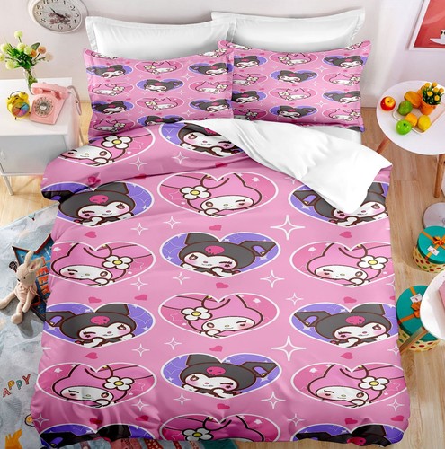 Kuromi Mädchen 3D Bettwäsche Set 2/3-teilig Steppdecke Bettbezug Schlafsaal Single Double King UK - Bild 32 von 42