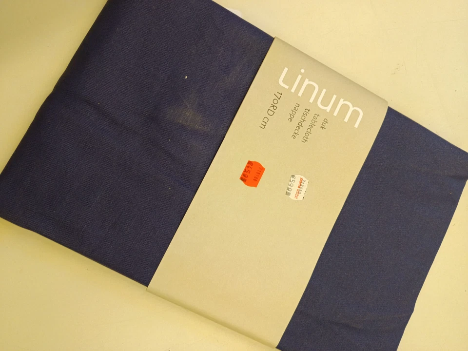 * LINUM beschichtete Runde 170cm Tischdecke geölt 100% Baumwolle NEU Blau geölt - Bild 4 von 4