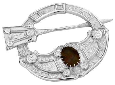 Pennanular Brosche Sterlingsilber Hunterston Stil Rauchquarz 60 mm