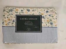 VTG Laura Ashley Alexander Floral Gingham 200TC Queen Flat Sheet Cottagecore NWT