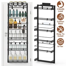 6-Tier Over The Door Pantry Organizer Carbon Steel Behind Door Storage Shelves
