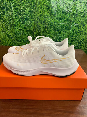 Nike Air Zoom Rival Fly 3 Running/Training Shoes White/Gold Size 7.5