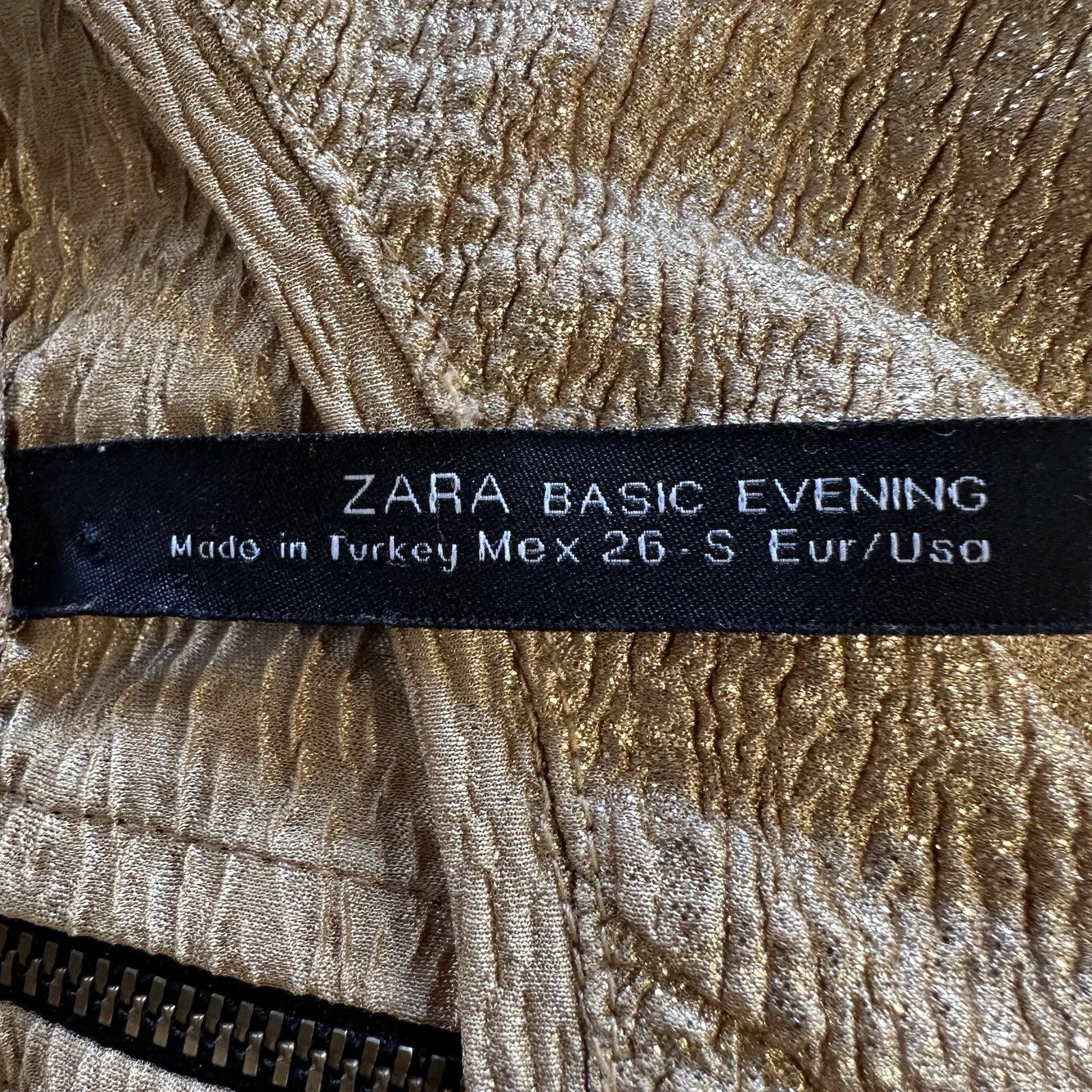 Zara Basic Evening Blouse Top Small Gold Short Sl… - image 3