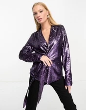 True Decadence sequin jacket in purple XS