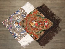 Russian Shawl Scarf Slavic Ethnic Folk Babushka Floral Scarf Modern Chic Boho