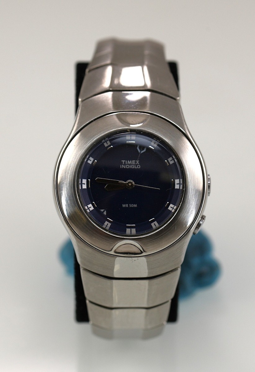 TIMEX INDIGLO ダイバー　腕時計 シルバー 100m防水 TIMEX タイメックス 腕時計 ダイバーズ 回転ベゼル 10気圧防水