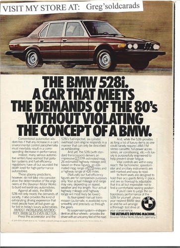 1980 BMW 528i vintage print ad: "A car that meets the demands of the 80's...." - 第 1/1 張圖片