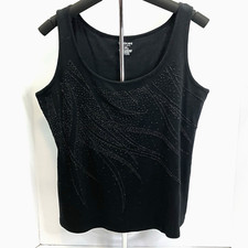 Lane Bryant Womens Black Beaded Tank Top Shirt Made in USA Size 14/16