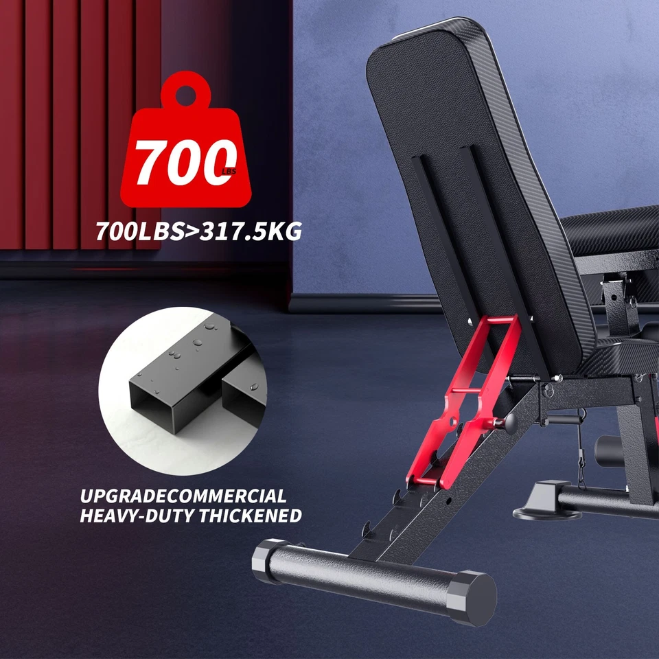 Folding Adjustable Workout Bench, 800LBS Capacity for Home Gym, Compact Storage - Image 2 of 4
