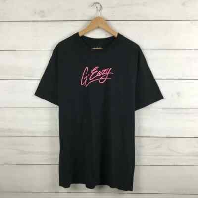 G-Eazy Shirt Pink  Script Signature Black Rap Hip Hop Concert Tee Size Medium