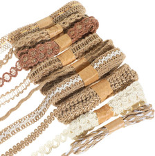 9 Rolls Lace Ribbon Burlap Ribbon for Crafts Gifts Wrapping Craft Jute Ribbons V