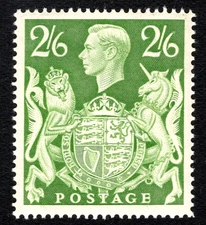 GEORGE VI NICE L/M/MINT 2/6D GREEN.