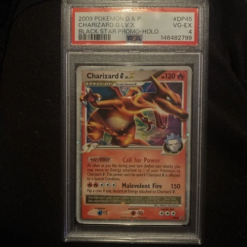 2009 POKEMON DIAMOND & PEARL BLACK STAR PROMO HOLO #DP45 CHARIZARD G LV.X PSA 4
