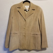 Liz Claiborne L Blazer Jacket Suede Lined 3 Button Vintage Autumn Academia Fall