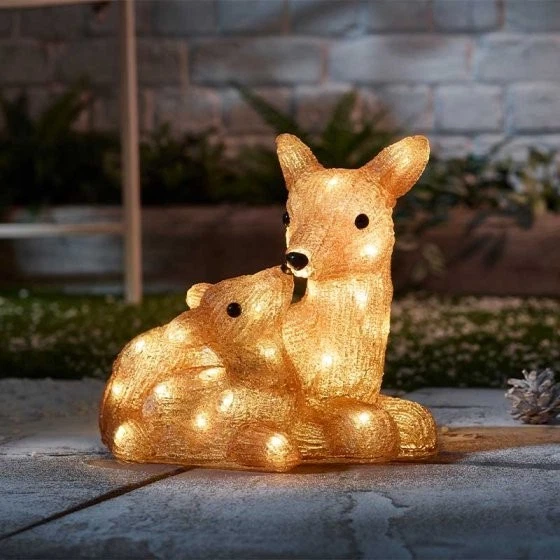 SMART GARDEN Inlit Doe & Fawn Cute Christmas Battery Powered Indoor/Outdoor Light Xmas Decor
