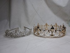 2 as-is metal crowns tiara crown ornate Fluer De Lis detailed royal costume