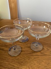 Babycham Glasses Rare Set Of 3 1950s Dark Blue Print White Deer