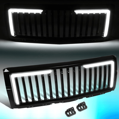 For 2014-2015 Chevy Silverado 1500 Vertical Slat L-Shape LED Front Bumper Grille