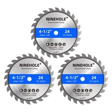 3pack 4 1/2 Inch Circular Saw Blade 24T with 3/8-Inch Arbor, TCT Carbide Tipped