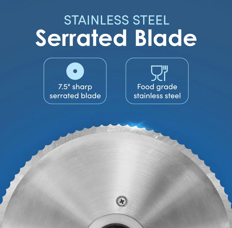 Cortadora elétrica de alimentos 7,5” con cuchilla inox y grosor ajustável, Novo - Imagem 4 de 4