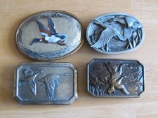4 VINTAGE BELT BUCKLE FLYING DUCK BIRDS
