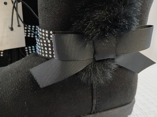 New Girls 10 Toddler Fur Boots + Sparkling Rhinestone Kids Fashion Footwear - Picture 6 of 13