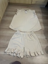 Coord Set Holiday Beige Neutrals Shorts And Top Made In Italy 12-14  NEW TAGS