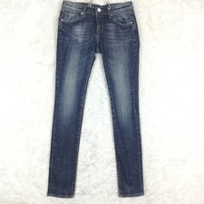 Vigoss Womens Jeans London Skinny Blue Denim Stone Wash Whiskering 1