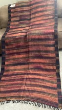 Earth Tone Fringed 70 Wool Blend 40 x 80 Throw Blanket NEW