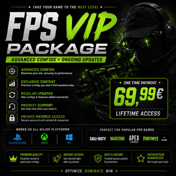 Paquete VIP Optimización de Juegos FPS | Configuración Avanzada + Actualizaciones | PS5 Xbox PC