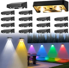 Solar Fence Lights Outdoor,50 LM 11 Modes & 9 Colors Solar Lights with Brighter 