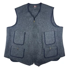 Vintage 1950’s Woolrich Buckleback Strap Utility Shooting Vest Gray Wool Hunting