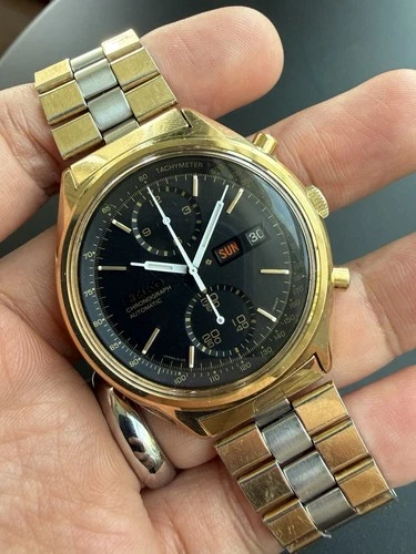 Vintage Seiko 6138-8020 Automatic Chronograph – Black Panda Gold Case & Bracelet